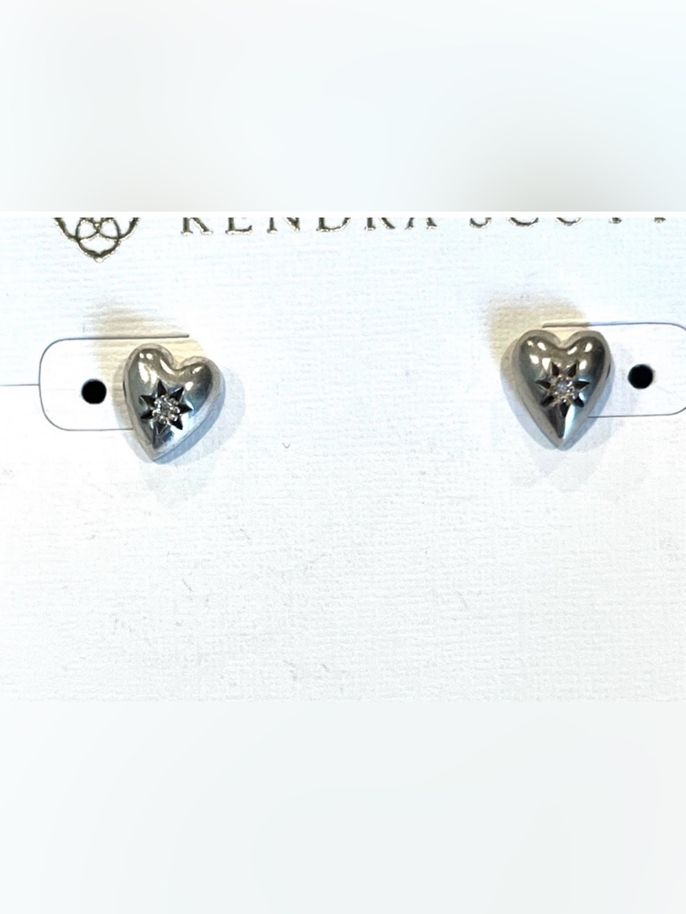NWT Retired & Rare Kendra Scott Sterling Silver Angie Heart Earrings w/Diamonds!